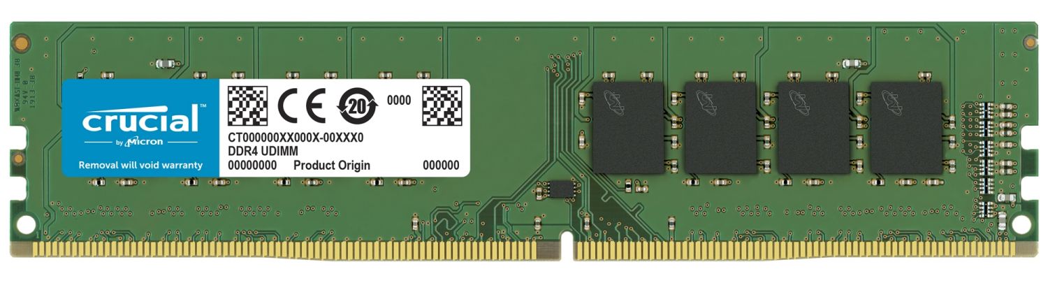 Un módulo de memoria RAM Crucial DDR4 UDIMM