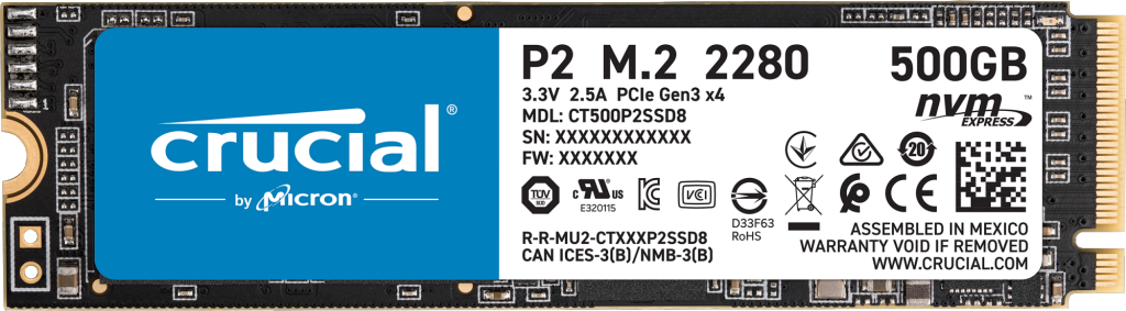 SSD Crucial P2 500 GB PCIe M.2 | CT500P2SSD8 | Crucial ES