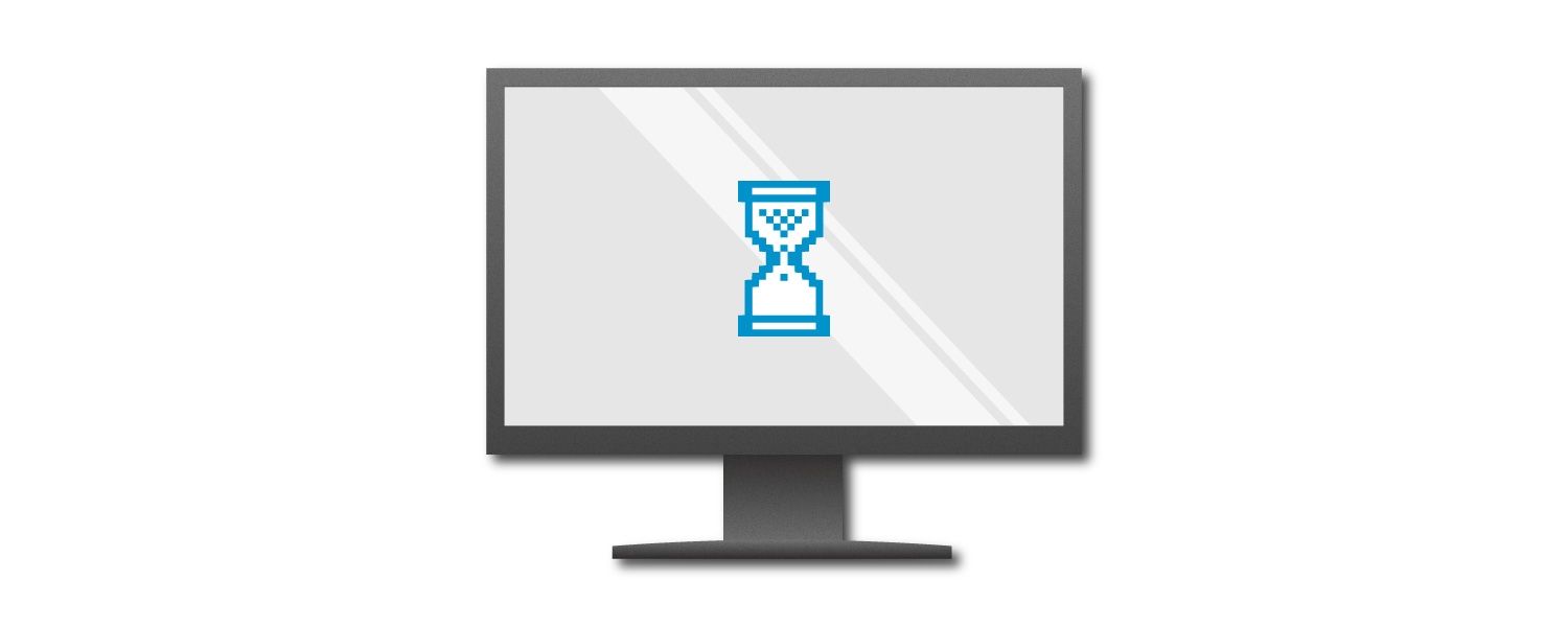 Imagen de una pantalla de ordenador mostrando un reloj de arena azul